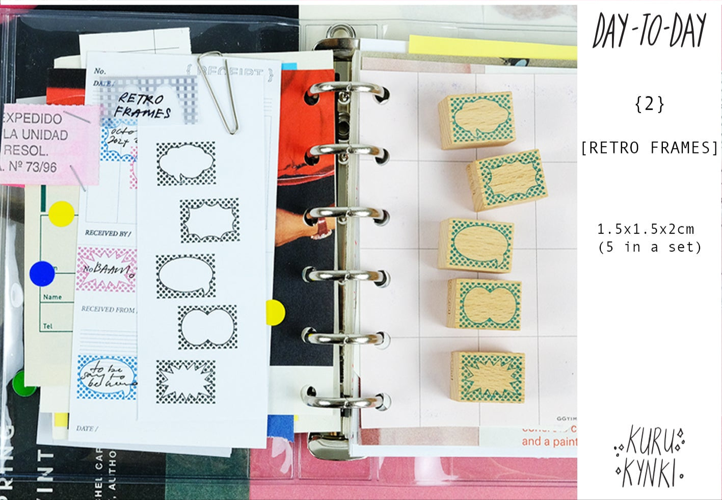 NEW! Kurukynki - Retro Frame | 5pcs Rubber Stamp Set