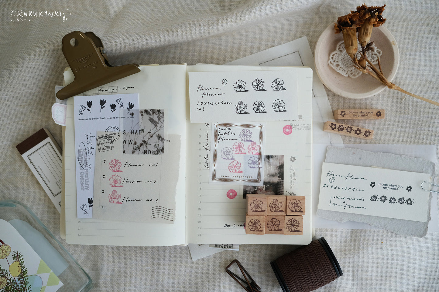 Kurukynki - Little Flower | 6pcs Rubber Stamp Set