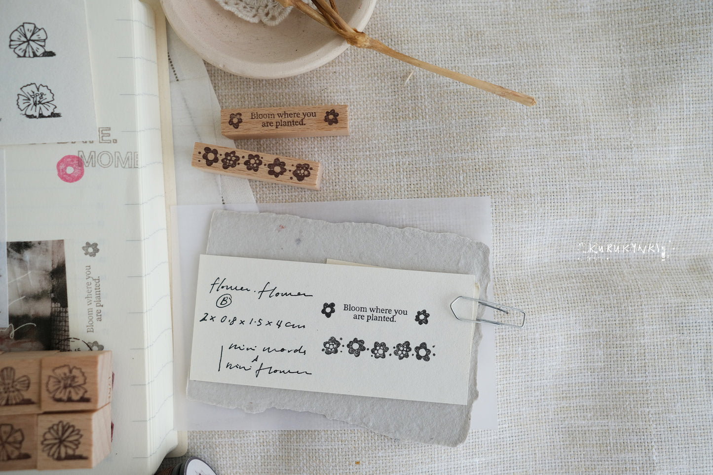 Kurukynki - Flower Words | 2pcs Rubber Stamp Set