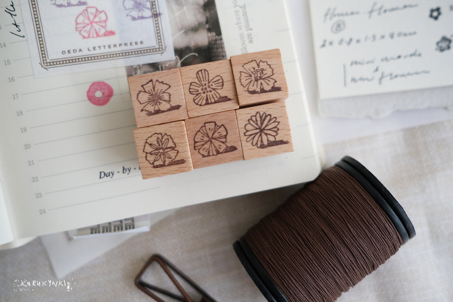 Kurukynki - Little Flower | 6pcs Rubber Stamp Set