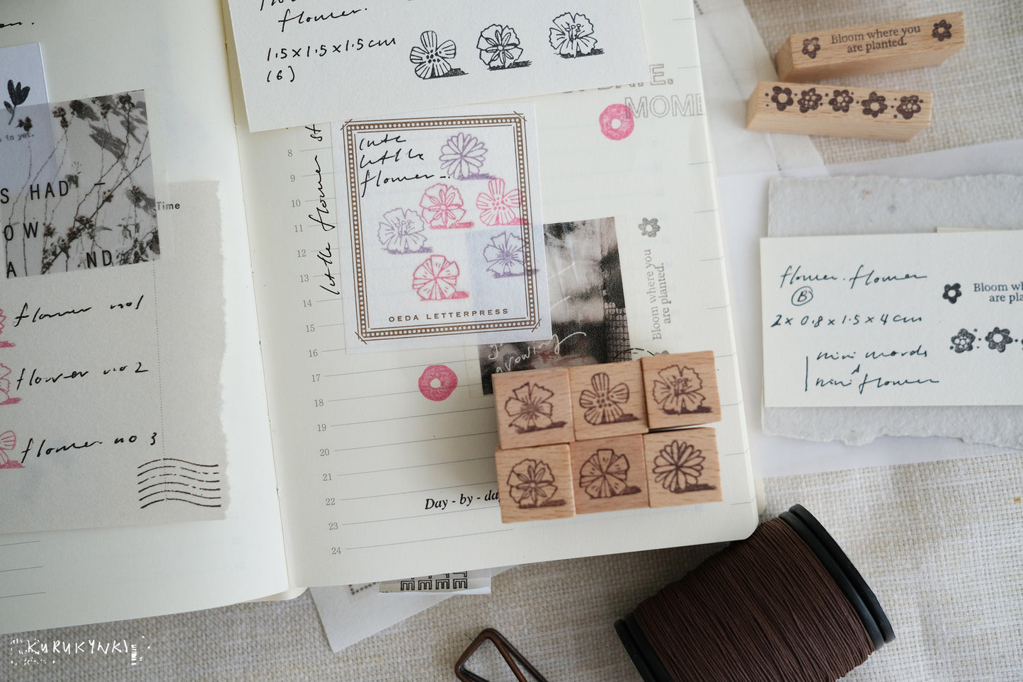 Kurukynki - Little Flower | 6pcs Rubber Stamp Set