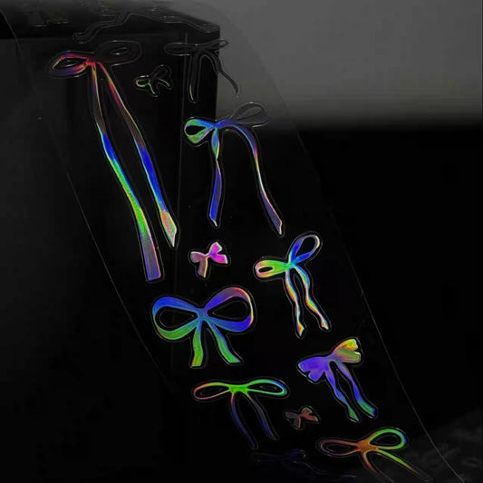 NEW! Life Tape - Shining Bowknot | Kiss-cut | Laser Silver | 4.5cm PET Tape | Release Paper | 5M