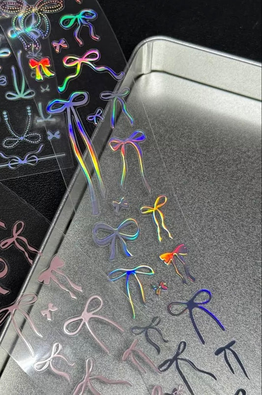 NEW! Life Tape - Shining Bowknot | Kiss-cut | Laser Silver | 4.5cm PET Tape | Release Paper | 5M