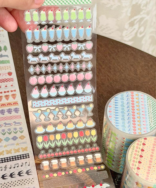 NEW! CCXX Studio - Strip Stickers | Kiss-cut | 6cm Glitter PET Tape | Release Paper | 5M