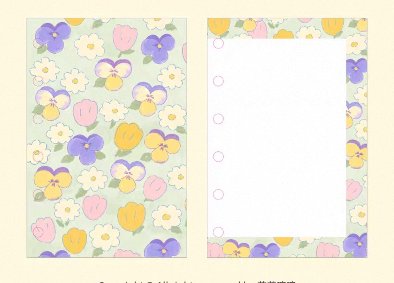 NEW! CCXX Studio - Garden | A7 Size | 20 Sheets Notebook Insert with Holes | Ephemera Paper