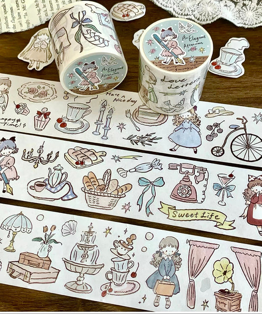 NEW! Molinta - An Elegant Afternoon | Kiss-cut | 4.5cm Washi Tape | Release Paper | 5M