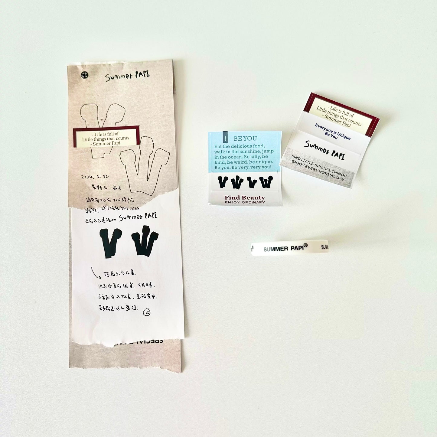 Summer Papi - Simple Sketch | 10 Sheets | Double-sided Design | 1M Ephemera Paper | Wall Decoration | Journaling Accessories