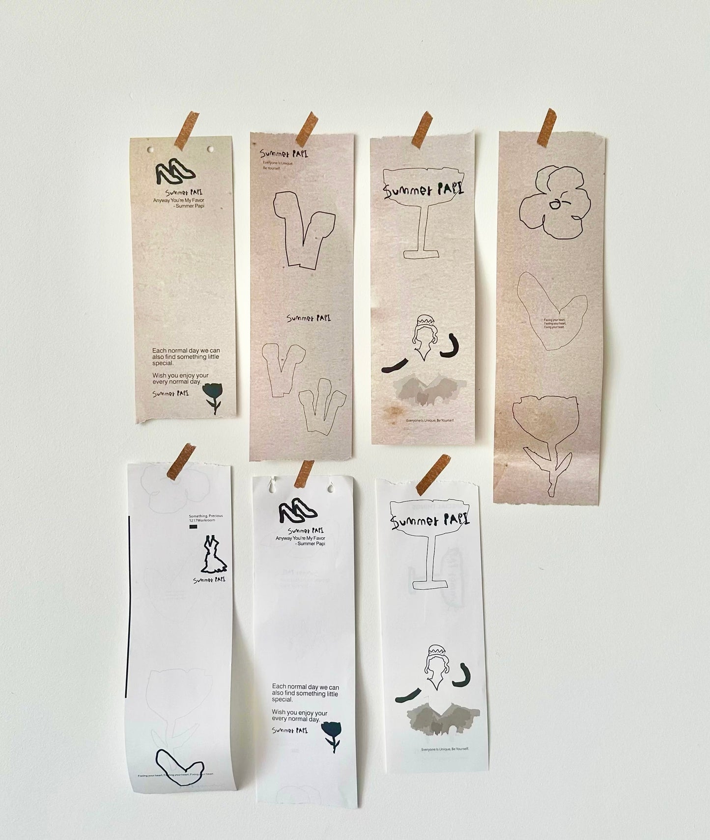 Summer Papi - Simple Sketch | 10 Sheets | Double-sided Design | 1M Ephemera Paper | Wall Decoration | Journaling Accessories