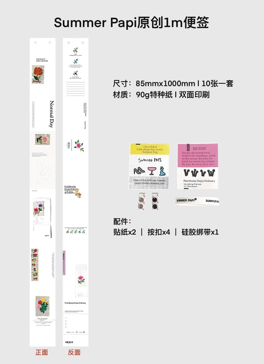 Summer Papi - Floral | 10 Sheets | Double-sided Design | 1M Ephemera Paper | Wall Decoration | Journaling Accessories