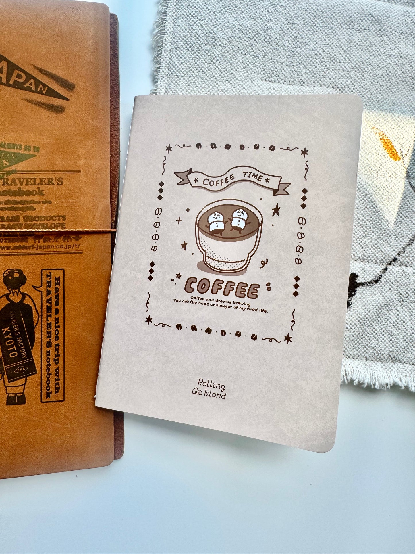 NEW! Rolling Island - Coffee | A6 32p Notebook | Stamp Collection Book | Blank Inner Pages | Journaling Accessories