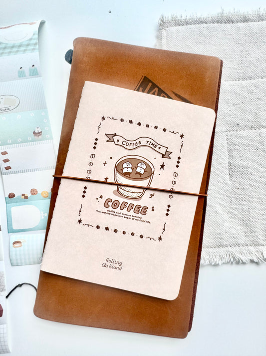 NEW! Rolling Island - Coffee | A6 32p Notebook | Stamp Collection Book | Blank Inner Pages | Journaling Accessories
