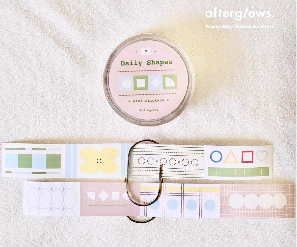 Afterglows - Daily Shapes | 2cm Kiss-cut Sticker Tape | Release Paper | 5M