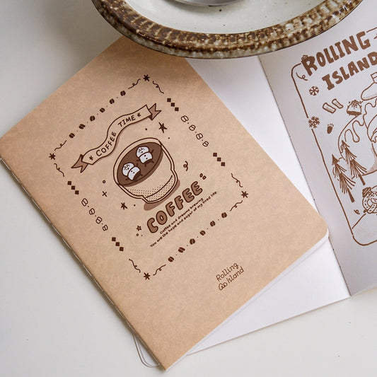 NEW! Rolling Island - Coffee | A6 32p Notebook | Stamp Collection Book | Blank Inner Pages | Journaling Accessories