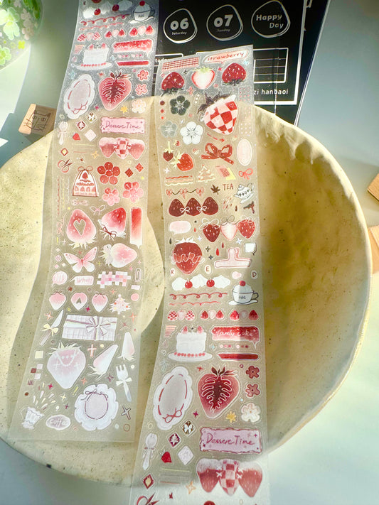 NEW! Wines - Strawberry Cheesecake | Kiss-cut | 5cm Glitter PET Tape | Release Paper | 5.25M