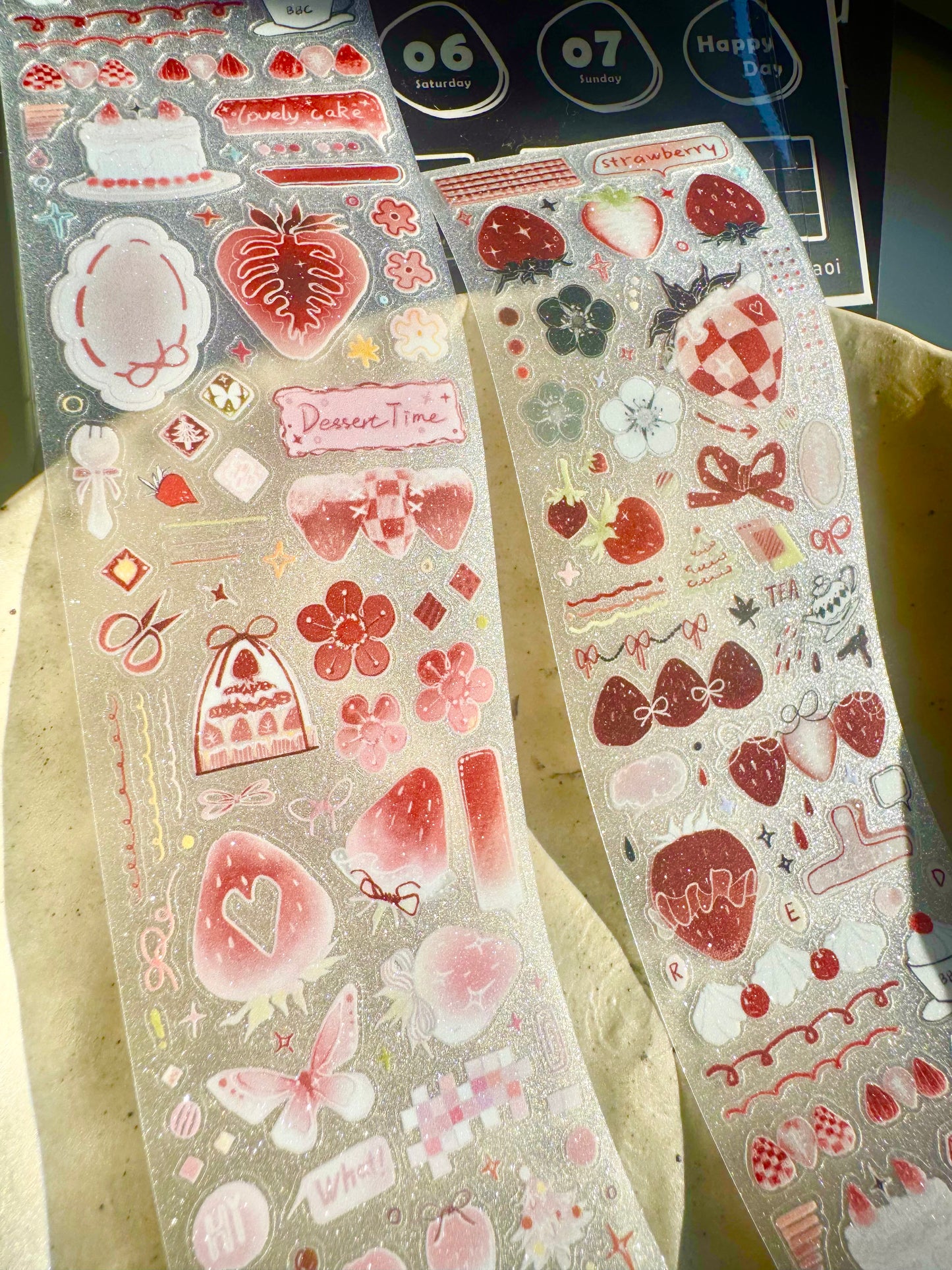 NEW! Wines - Strawberry Cheesecake | Kiss-cut | 5cm Glitter PET Tape | Release Paper | 5.25M