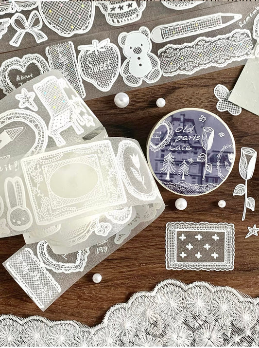NEW! Molinta - Old Paris Lace | Kiss-cut | Glitter PET | 4cm Tape | Release Paper | 5M