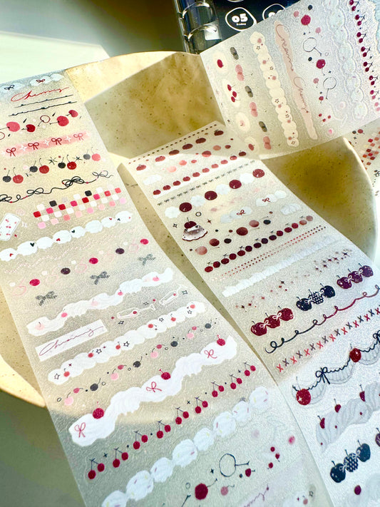 NEW! Wines - Cherry Cream | Kiss-cut | 6cm Glitter PET Tape | Release Paper | 5M