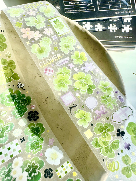 NEW! Wines - Lucky Clover | Kiss-cut | 5cm Glitter PET Tape | Release Paper | 5.25M