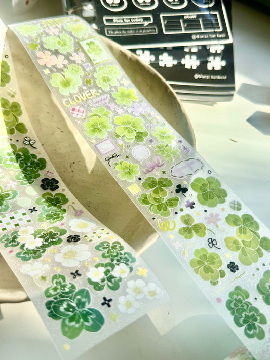 NEW! Wines - Lucky Clover | Kiss-cut | 5cm Glitter PET Tape | Release Paper | 5.25M