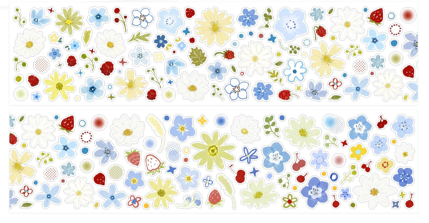 NEW! Wines - Small Flowers | Kiss-cut | 5cm Glitter PET Tape | Release Paper | 5.25M