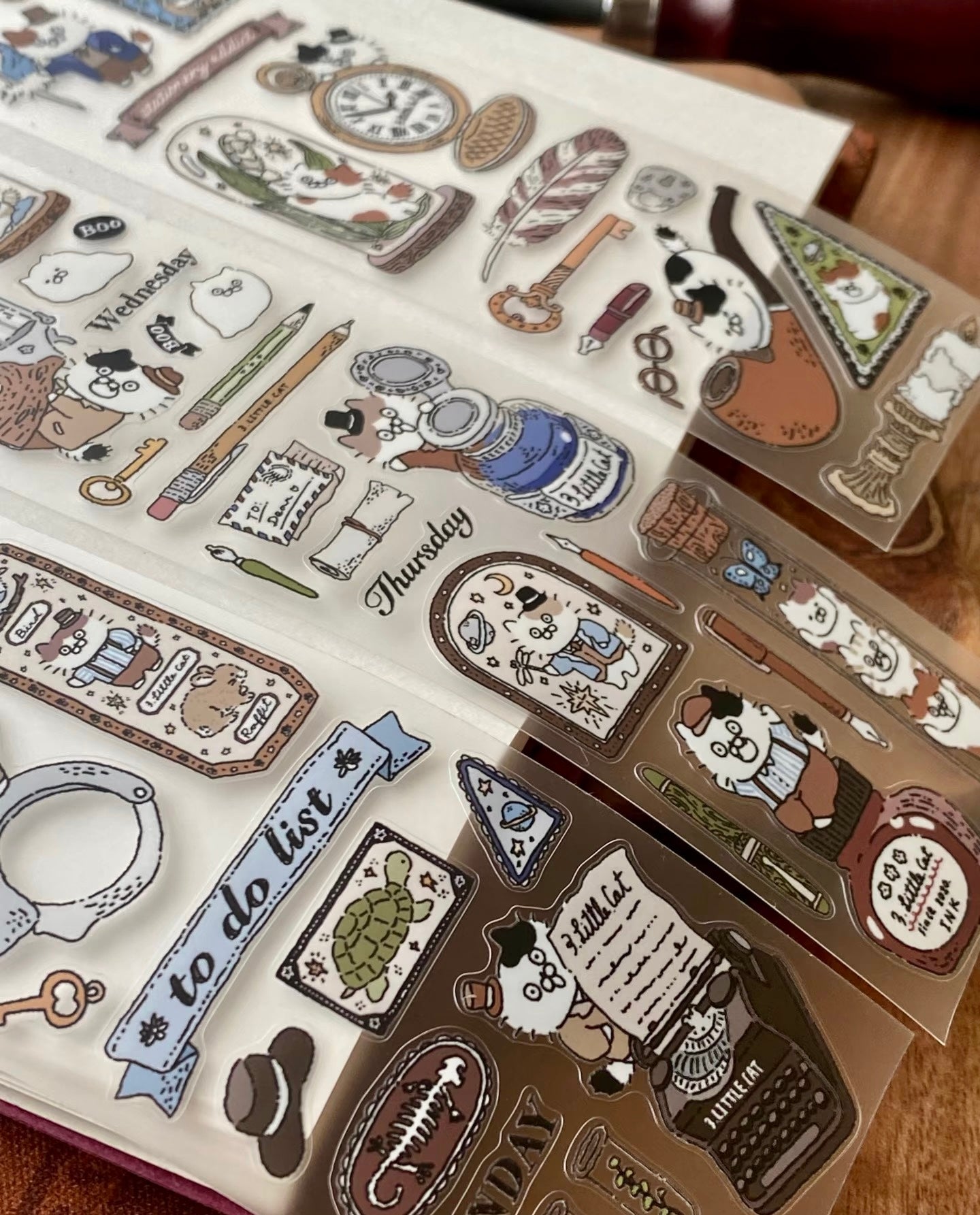 NEW! 3 Little Cat - Vintage Detective Agency | Kiss-cut | 5cm PET Tape | Release Paper | 5M