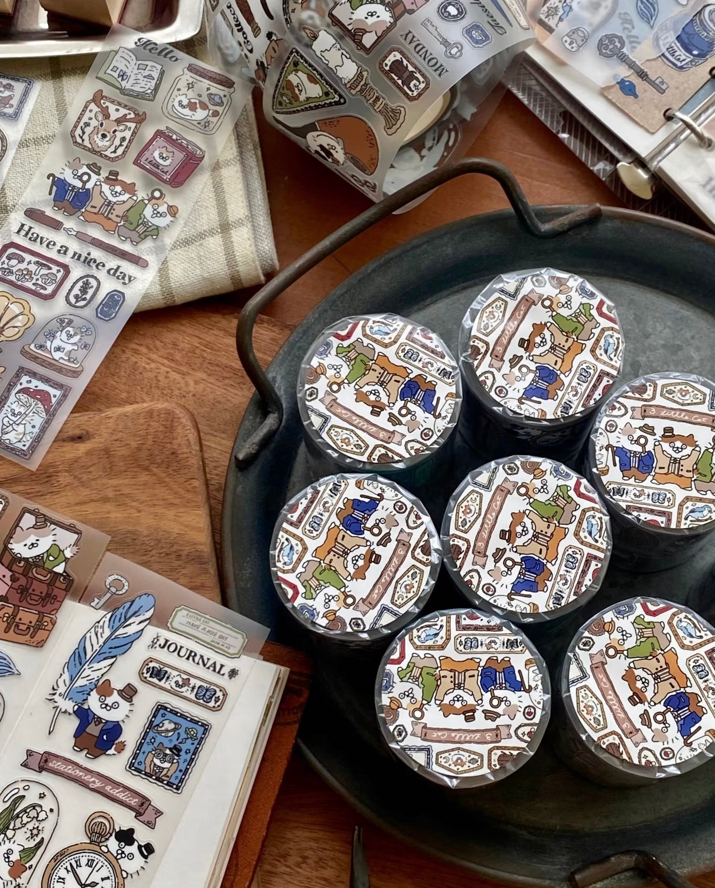 NEW! 3 Little Cat - Vintage Detective Agency | Kiss-cut | 5cm PET Tape | Release Paper | 5M