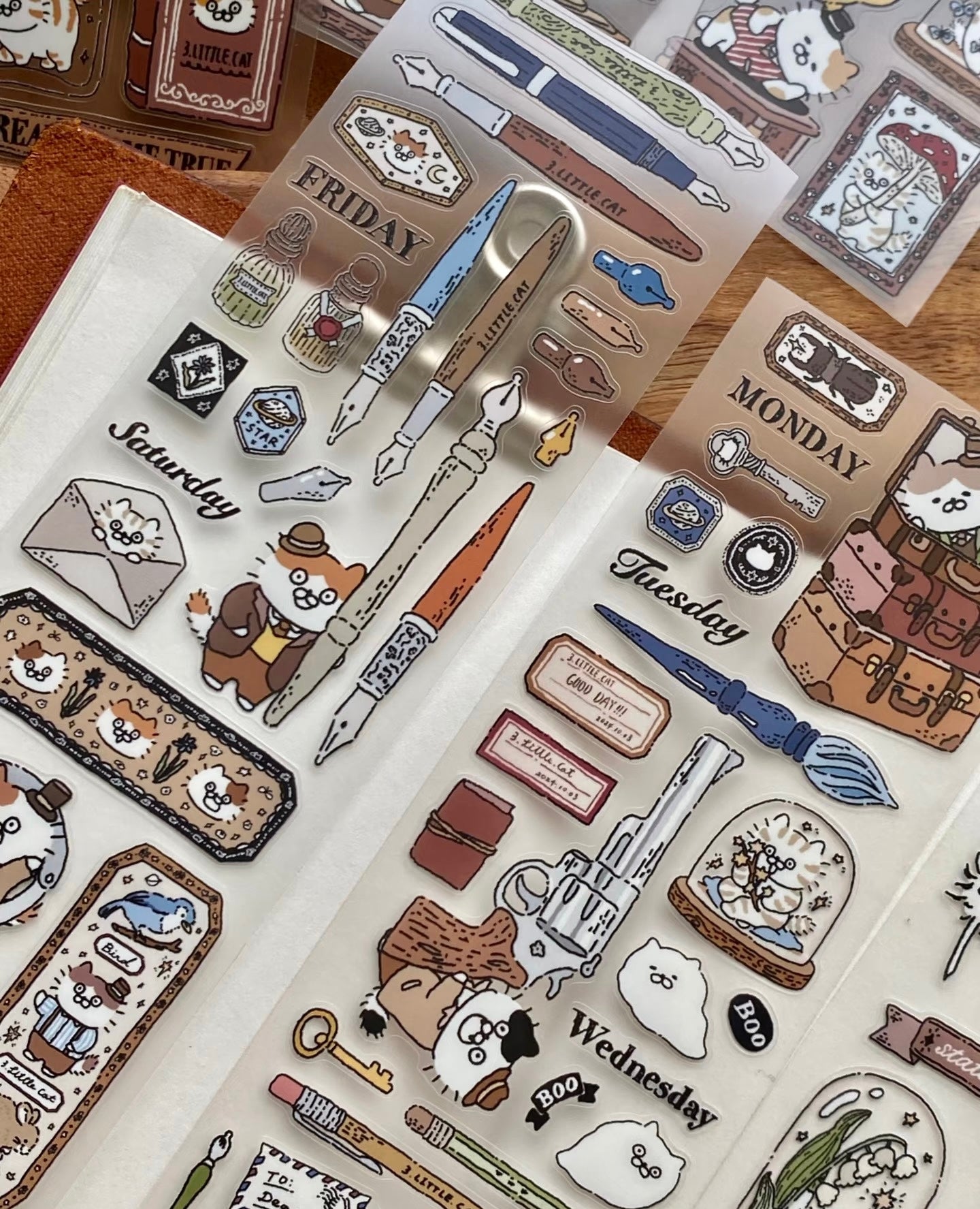 NEW! 3 Little Cat - Vintage Detective Agency | Kiss-cut | 5cm PET Tape | Release Paper | 5M