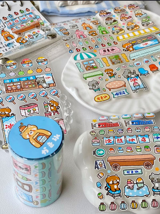 NEW! Raccoon House -  Shaved Ice | Kiss-cut | 7cm Synthetic Paper Tape |  Release Paper | 3M