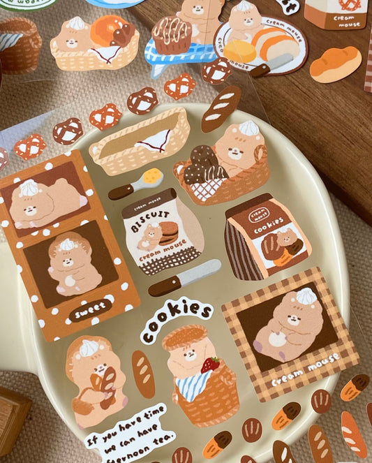 NEW! Cream Mouse - Picnic Polaroid | Kiss-cut | 7cm Synthetic Paper Tape |  Release Paper | 3M