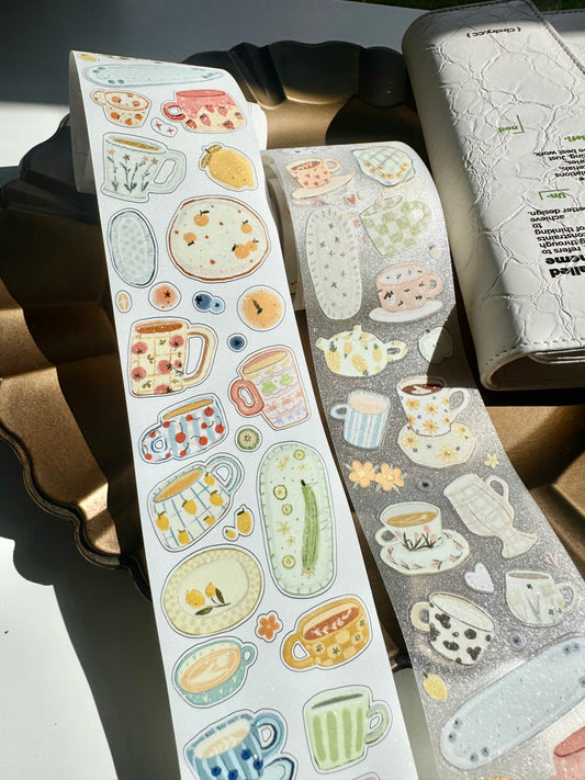 Lu Yu Studio - Mini Cups | Kiss-cut | 6cm Glitter Tape | Release Paper | 5M