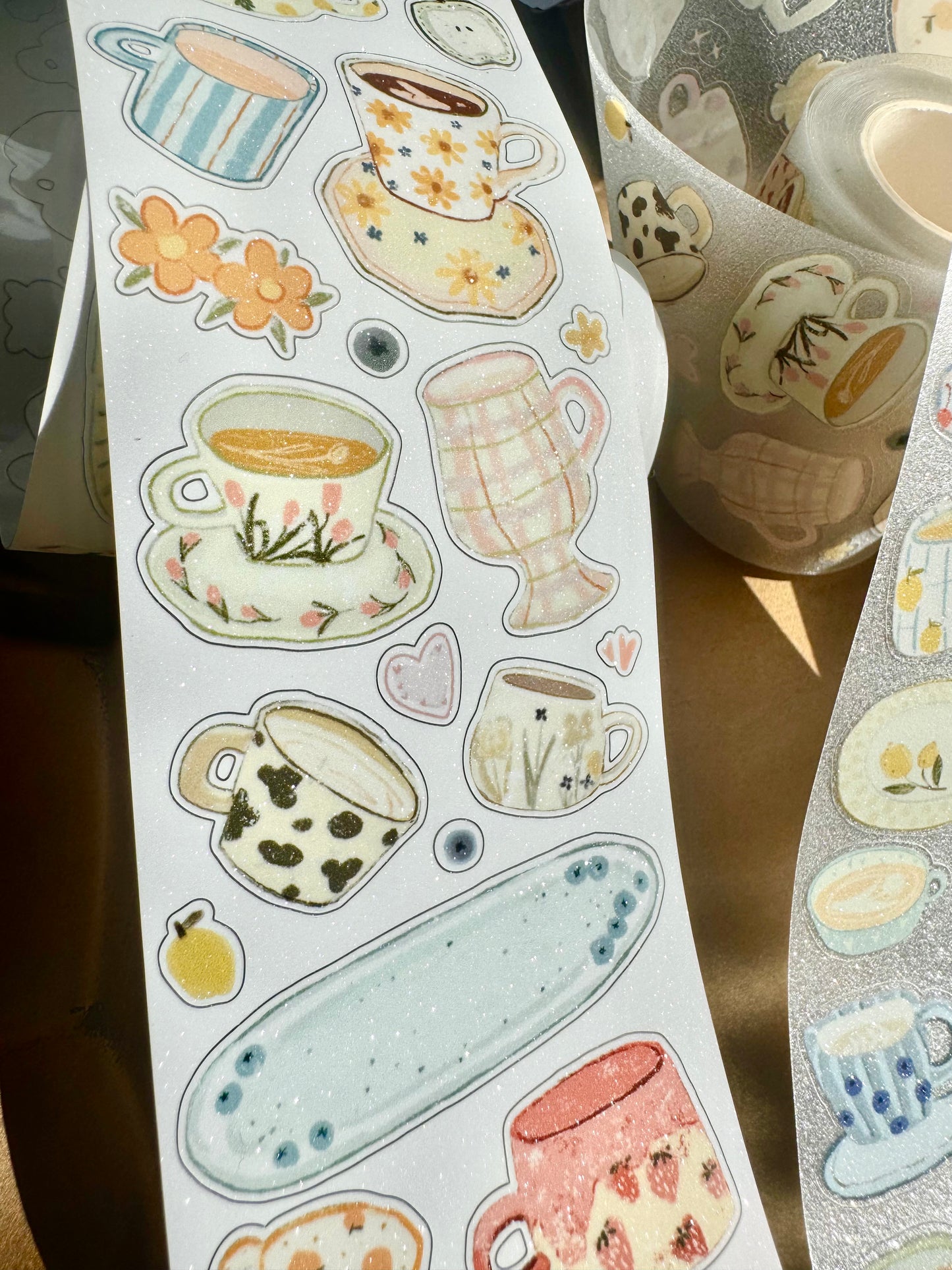 Lu Yu Studio - Mini Cups | Kiss-cut | 6cm Glitter Tape | Release Paper | 5M