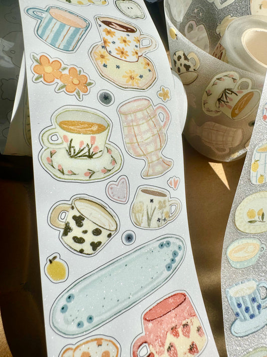 Lu Yu Studio - Mini Cups | Kiss-cut | 6cm Glitter Tape | Release Paper | 5M