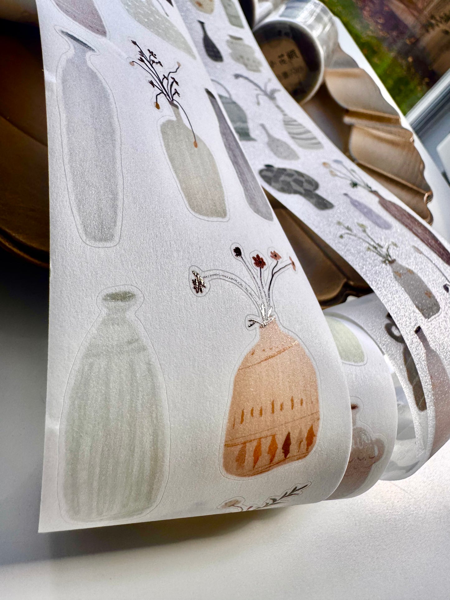 Lu Yu Studio - Little Vases | Kiss-cut | 6cm Tape | Release Paper | 5M