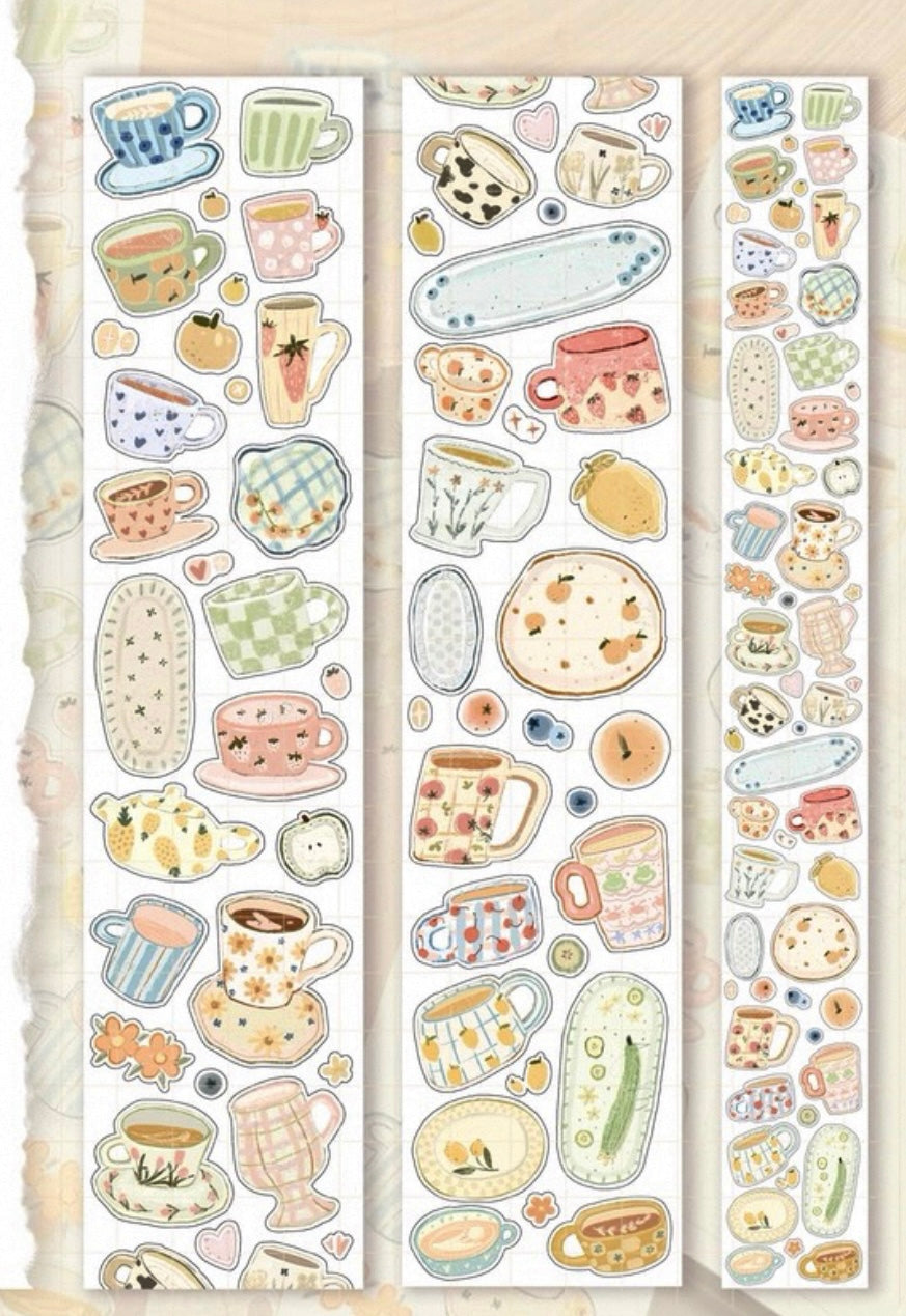 Lu Yu Studio - Mini Cups | Kiss-cut | 6cm Glitter Tape | Release Paper | 5M