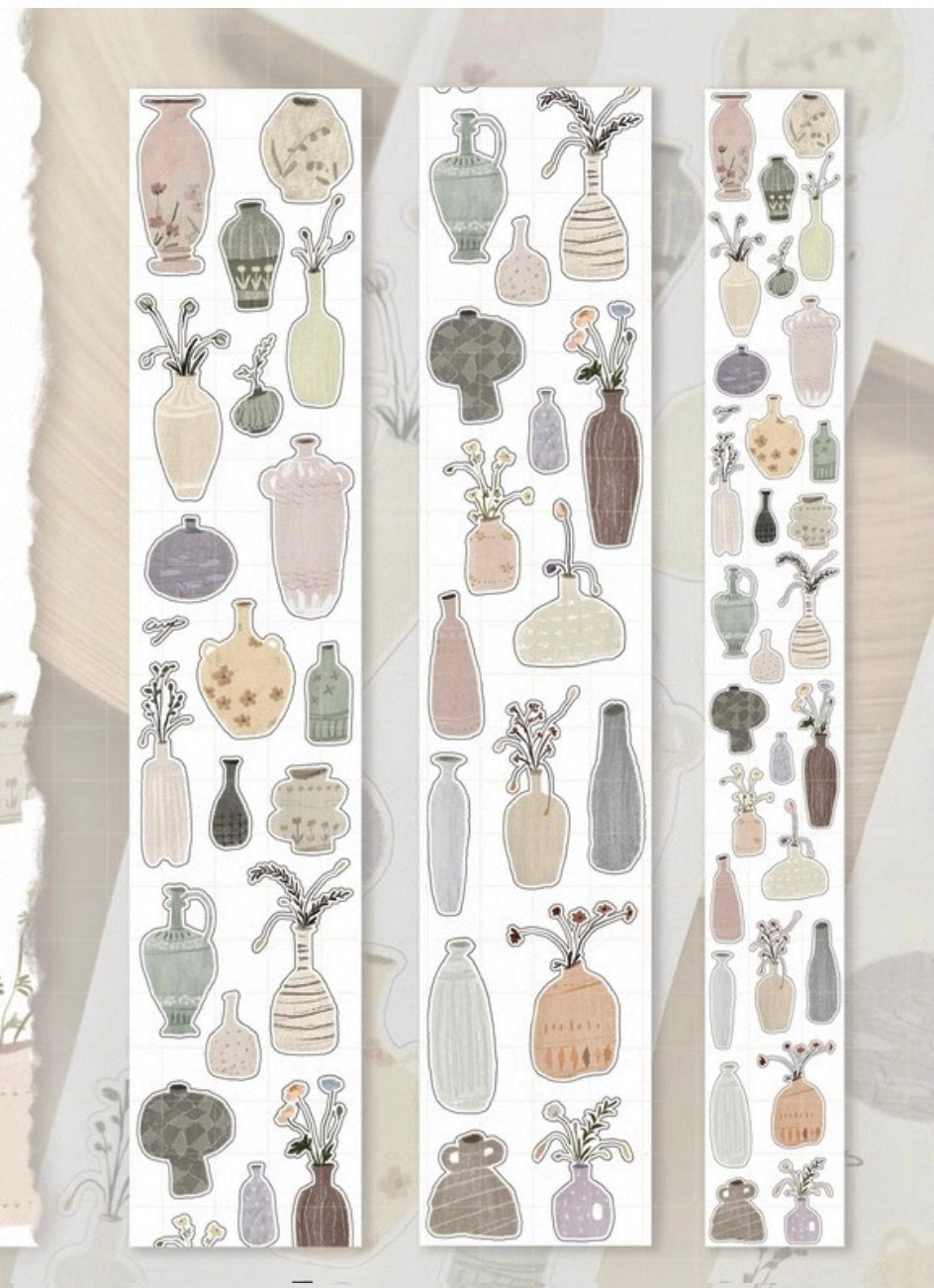 Lu Yu Studio - Little Vases | Kiss-cut | 6cm Tape | Release Paper | 5M