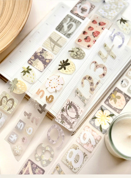 Lu Yu Studio - Numbers | Kiss-cut | 4cm Glitter Tape | Release Paper | 6M