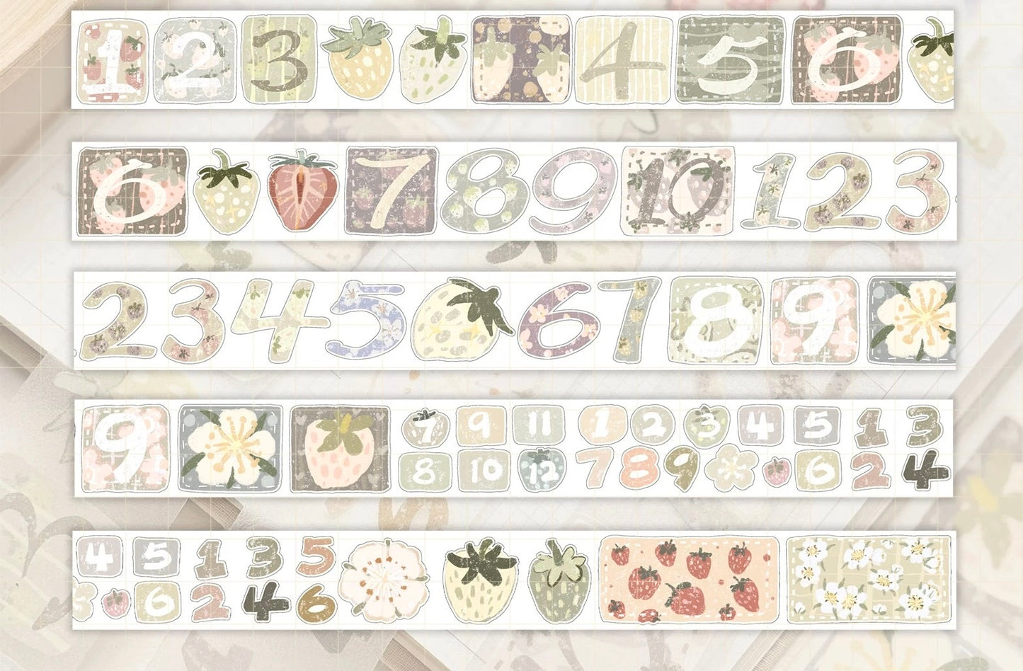 Lu Yu Studio - Numbers | Kiss-cut | 4cm Glitter Tape | Release Paper | 6M