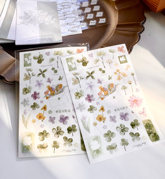 NEW! Jeenzaa Zoey Studio - A Flower Letter | Kiss-cut | 2 Sheets | Washi Paper Sticker