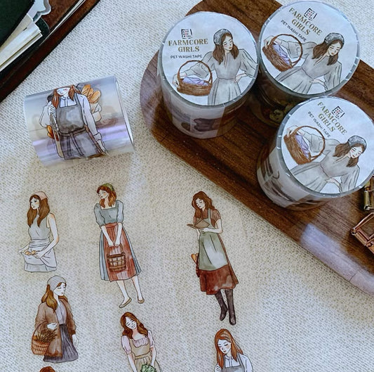 Katkreates Illustration - Farmcore Girls | 5cm PET Tape | Release Paper