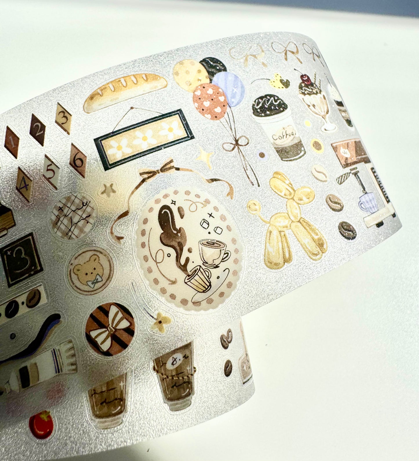 NEW! Wines - Latte Time | Kiss-cut | 6cm Glitter Tape | Release Paper | 5.25M