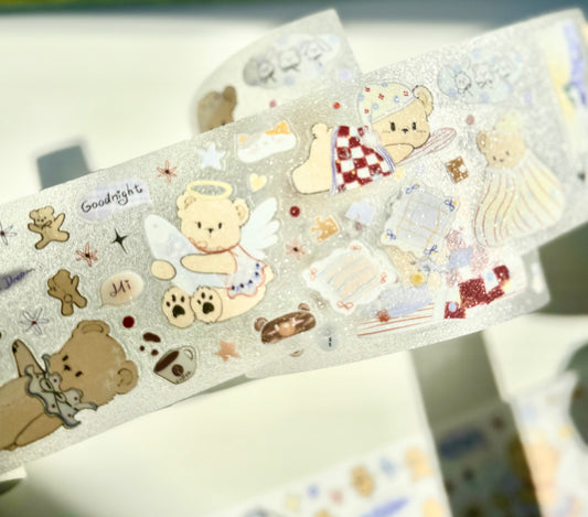 NEW! Wines - Goodnight Little Bear | Kiss-cut | 5cm Glitter Tape | Release Paper | 5M