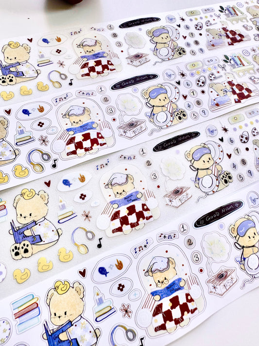 NEW! Wines - Goodnight Little Bear | Kiss-cut | 5cm Glitter Tape | Release Paper | 5M