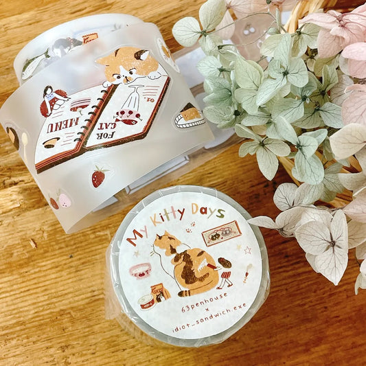 NEW! Idiot_sandwich X 63penhouse - My Kitty Days | Kiss-cut | 4cm PET Tape |  Release Paper | 5M