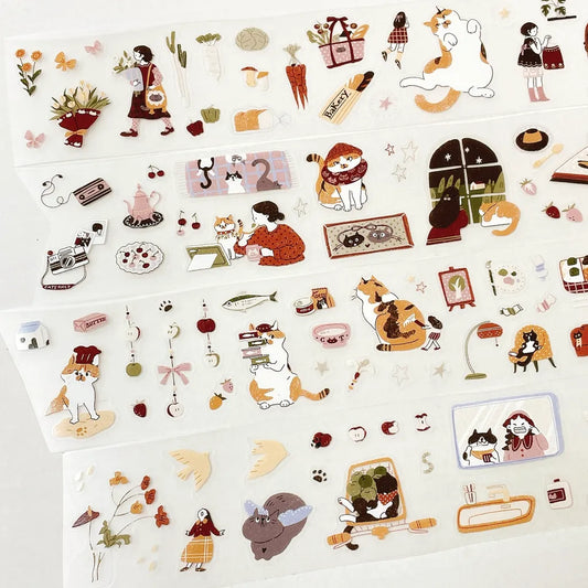 NEW! Idiot_sandwich X 63penhouse - My Kitty Days | Kiss-cut | 4cm PET Tape |  Release Paper | 5M