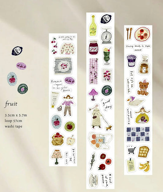 NEW! Pion - Fruit | Kiss-cut | 3.5cm Washi Tape | Release Paper | 5.7M