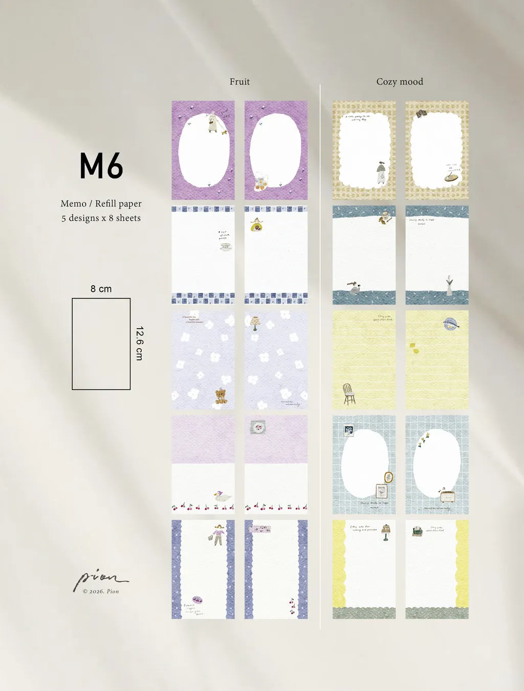 (ETA 07/18) COMING SOON! Pion - Momo & Refill Paper | 40pcs Notepaper | Ephemera Paper