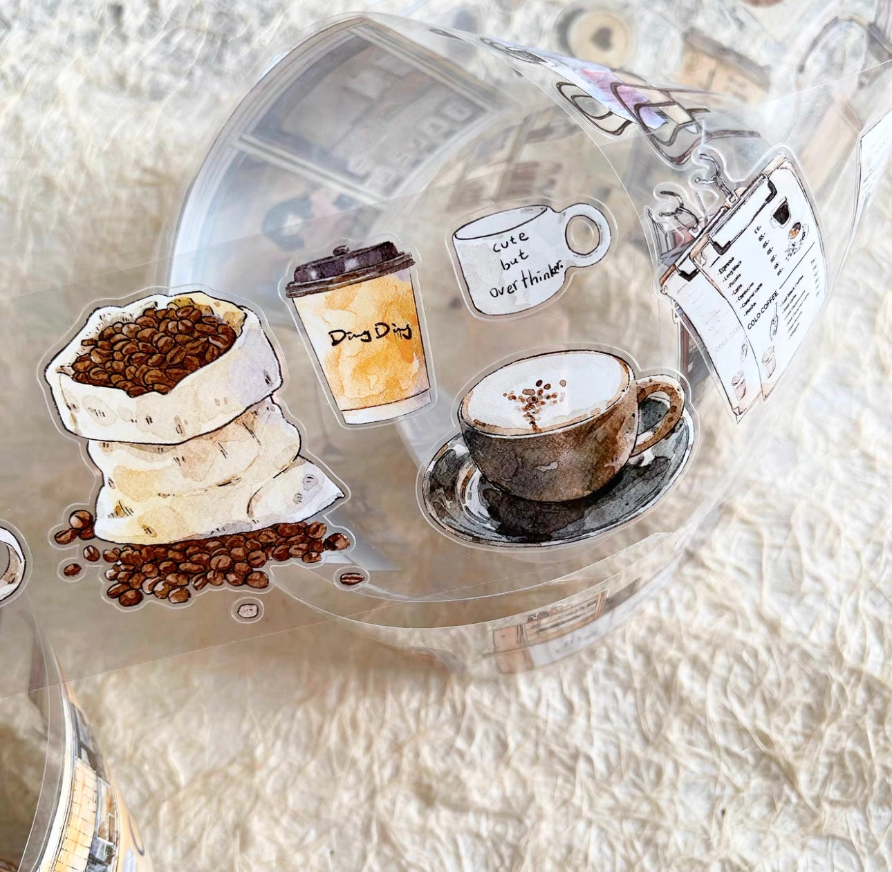 NEW! DingDing - A50 Coffee Time | Kiss-cut | 6.5cm PET Tape | Release Paper | 5M