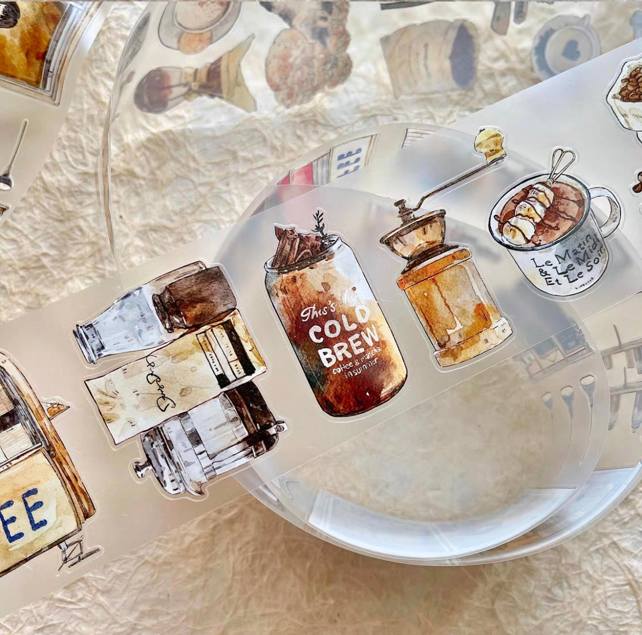 NEW! DingDing - A50 Coffee Time | Kiss-cut | 6.5cm PET Tape | Release Paper | 5M