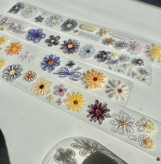 NEW! XBJia Studio - Small Flowers | Kiss-cut | 3cm PET Tape | Release Paper | 3M