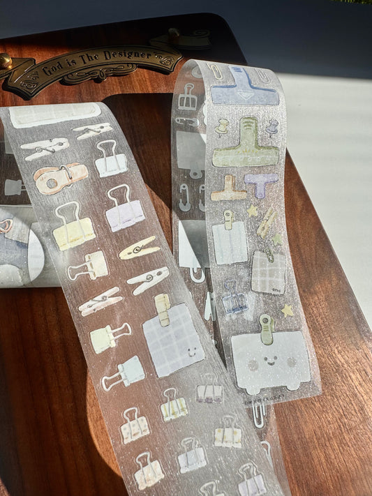 NEW! XBJia Studio - Stationery Clips | Kiss-cut | 5.5cm Brushed PET Tape | Release Paper | 6M